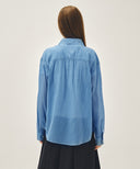 W PATTERN SHEER SHIRT IN BLUE image 9