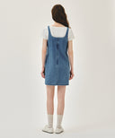 W DENIM SLEEVELESS DRESS IN LIGHT BLUE image 3