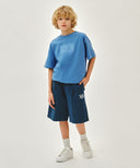 KIDS CLASSIC LOGO BERMUDA ONE TUCK SWEAT SHORTS IN BLUE image 3