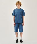 OUTLINE CLASSIC LOGO DYEING BERMUDA SWEAT SHORTS IN BLUE image 3