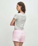 W BASIC CROP TEE IN LIGHT HEATHER GREY image 3