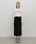 W EMBROIDERY CLASSIC LOGO SWEAT SKIRT IN BLACK