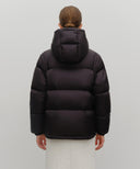 SLEEVE DETATCHABLE HOODED DOWN JACKET IN BLACK