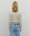 W HALF KNIT ROUND NECK CARDIGAN SET UP IN OATMEAL image 5