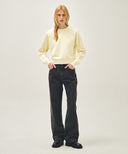 W HIGH STRAIGHT STRIPE DENIM PANTS IN BLACK image 3