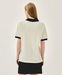SMALL CLASSIC LOGO PK COLLAR POINT TEE IN IVORY image 6