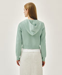 W SMALL CLASSIC LOGO CROP KNIT HOODIE ZIPUP IN MINT image 3