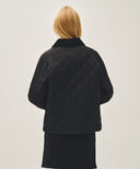 CORDUROY COLLAR QUILTED JACKET IN BLACK image 3