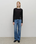 W HIGH STRAIGHT DENIM PANTS IN BLUE image 3