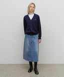 W A-LINE DENIM MIDI SKIRT IN LIGHT BLUE image 3