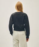 W FLOWER CLASSIC LOGO CROP SWEATSHIRT IN CHARCOAL GREY image 3