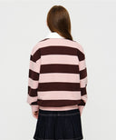 KIDS MICRO CLASSIC LOGO RUGBY STRIPE SWEATSHIRT IN BROWN