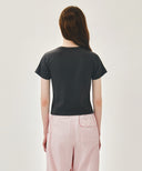 W LEMON GRAPHIC SLIM CROP TEE IN CHARCOAL GREY image 7