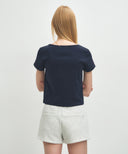 W BASIC CROP TEE IN NAVY image 3
