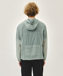HOODED PACKABLE NYLON JACKET IN MINT GREY image 3