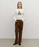 W SEMI-WIDE CORDUROY PANTS IN BROWN image 3