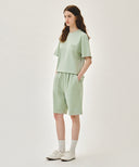 OUTLINE CLASSIC LOGO DYEING BERMUDA SWEAT SHORTS IN MINT image 3