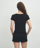 W BASIC CROP TEE IN BLACK image 3