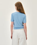 W SMALL CLASSIC LOGO HALF KNIT PULLOVER IN SKY BLUE image 3