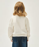 KIDS W POINTELLE KNIT CARDIGAN IN IVORY image 3
