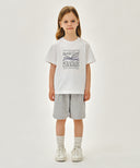 KIDS CLASSIC LOGO BERMUDA ONE TUCK SWEAT SHORTS IN HEATHER GREY image 3