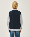KIDS BEAR CLASSIC LOGO KNIT VEST IN NAVY image 3