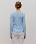 W LAYERED SHEER JERSEY LONG SLEEVE IN SKY BLUE