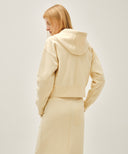 W CLASSIC LOGO CROP HOODIE ZIPUP IN BUTTER image 3