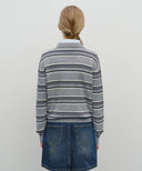 REGULAR LOGO STRIPE POLO KNIT IN MELANGE GRAY image 3