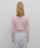 W HALF KNIT ROUND NECK CARDIGAN SET UP IN PINK image 3
