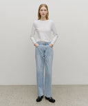 W HIGH STRAIGHT DENIM PANTS IN LIGHT BLUE image 3