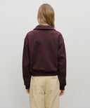W CLASSIC LOGO HALF-ZIP UP CROP SWEATSHIRT IN BROWN image 3