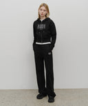 W EMBROIDERY CLASSIC LOGO SWEAT PANTS IN BLACK