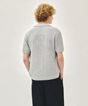 WAPPEN CROCHET HALF KNIT CARDIGAN IN HEATHER GREY image 3