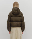 W REGULAR LOGO HOODED CROP DOWN JACKET IN BROWN image 3