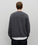BASIC ROUND NECK CARDIGAN IN CHARCOAL GREY image 3