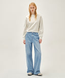 W WIDE FIT VINTAGE WASHED DENIM PANTS IN LIGHT BLUE image 3