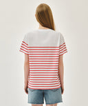BLOCK STRIPE TEE IN RED image 3