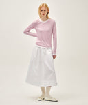 W COTTON WAIST WRINKLE SKIRT IN WHITE image 3