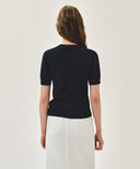 W DOODLE BEAR HALF KNIT PULLOVER IN NAVY image 3