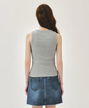 W RIBBON CLASSIC LOGO SLEEVELESS IN HEATHER GREY image 3