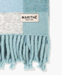 FUZZY CHECK KNIT MUFFLER IN TEAL image 3