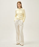 W LOW-WAIST TUCK WIDE DENIM PANTS IN ECRU image 5