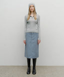 W CLASSIC CORDUROY MIDI SKIRT IN SKY BLUE image 3
