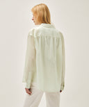 W PATTERN SHEER SHIRT IN IVORY image 13