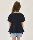 KIDS W PEPLUM BLOUSE IN NAVY image 3