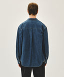 UNI BASIC DENIM SHIRT IN BLUE image 3