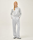 W BASIC FOLD-OVER SWEAT PANTS IN LIGHT HEATHER GREY image 9