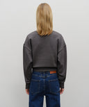 W SMALL CLASSIC LOGO CROP SWEATSHIRT IN CHARCOAL GREY image 3