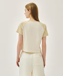 W SMALL REGULAR LOGO RAGLAN CROP TEE IN BUTTER image 3